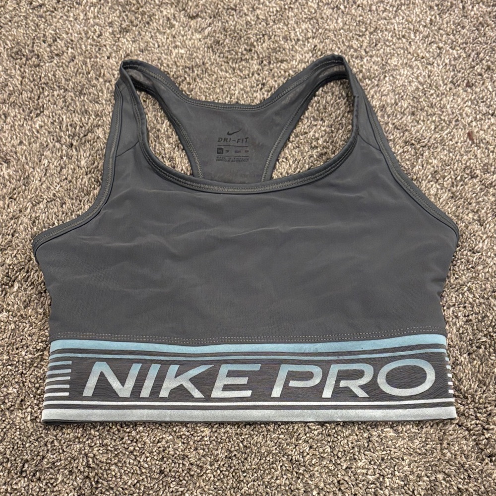 Nike Pro Women's Charcoal and Blue Sports Bra
